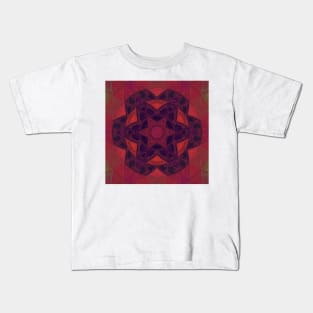 Mosaic Kaleidoscope Flower Purple and Red Kids T-Shirt